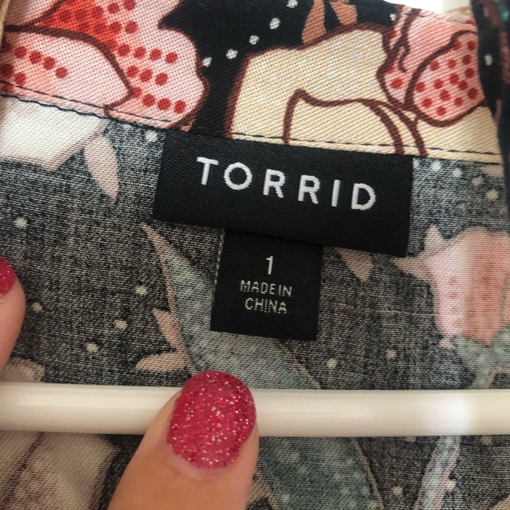 Torrid dress full length quarter sleeve button front